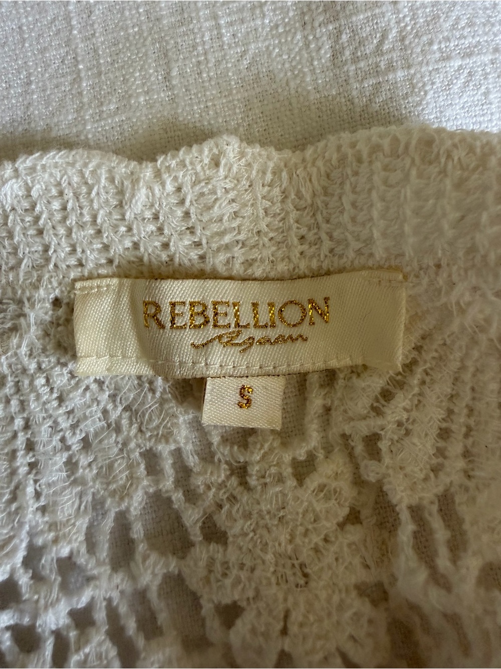 Rebellion Flower Crochet Button-Front Cardigan-White - Picture 5 of 8